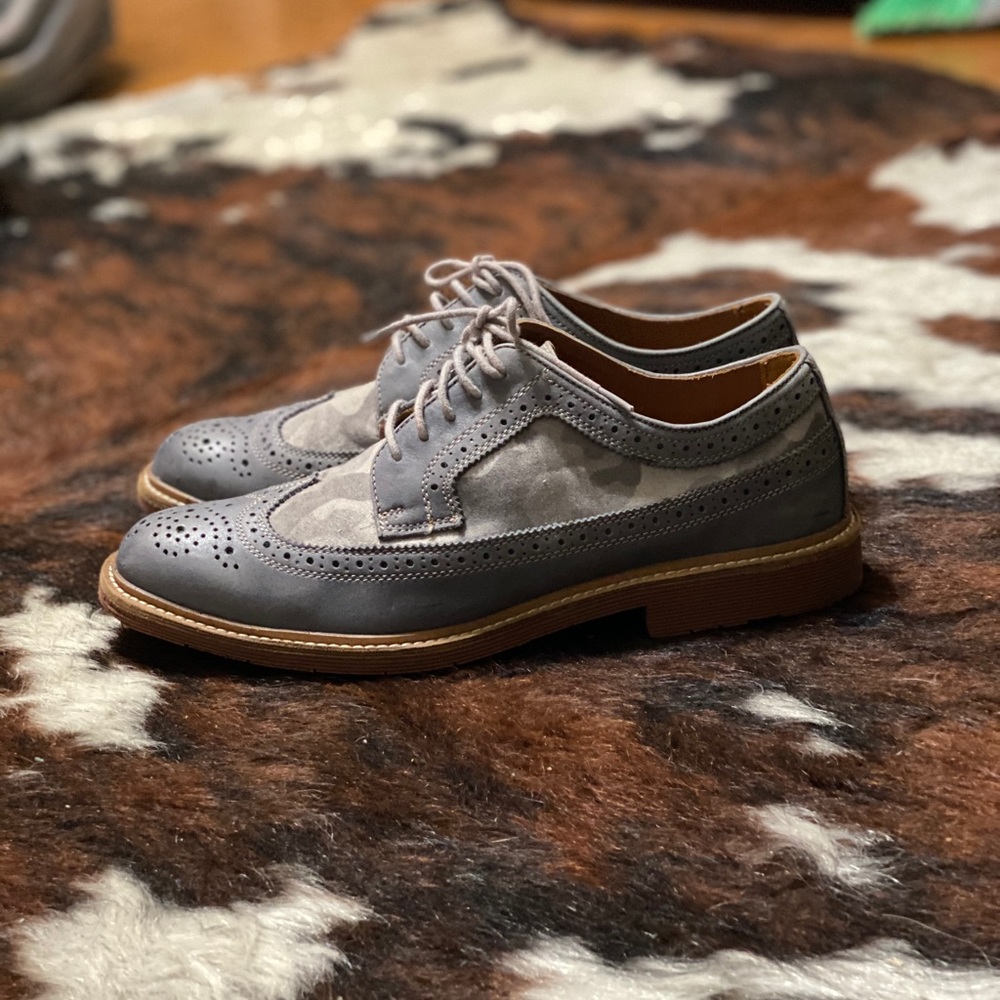 Camo oxford wingtip shoes